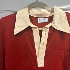 Dior Red Maxi Dress with Cream Collar